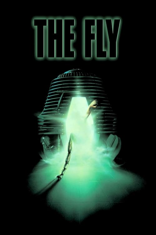 The poster features a silhouette of a person against a dark background, illuminated by a mysterious green glow emanating from their face. The title "THE FLY" is prominently displayed at the top in bold, glowing letters. The eerie and suspenseful mood is conveyed through the shadowy figure and the...