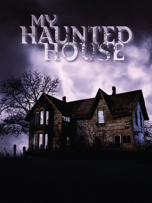 The poster features a spooky, dimly lit haunted house with eerie windows glowing faintly. The dark, ominous sky and shadowy trees evoke a sense of dread and mystery, perfectly capturing the chilling atmosphere of the show.
