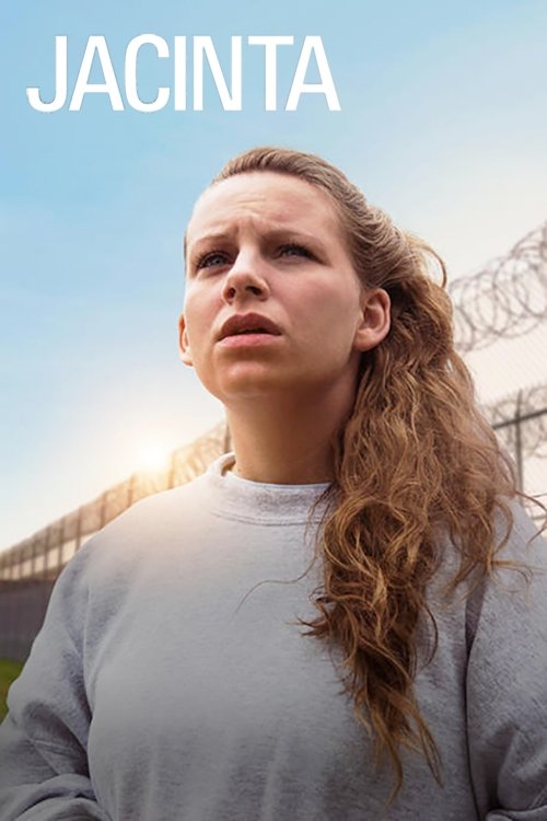 A young woman with curly hair gazes upward with a somber expression against a backdrop of a bridge and sky. The poster features the title "JACINTA" in bold white letters, conveying a sense of introspection and emotional depth.