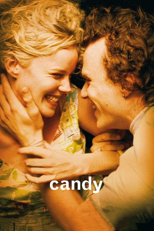 The poster captures a tender, warm moment between two people sharing a joyful embrace. The golden lighting and soft colors evoke a nostalgic, heartwarming atmosphere. The title "Candy" is subtly placed in the foreground, hinting at sweetness and happiness.