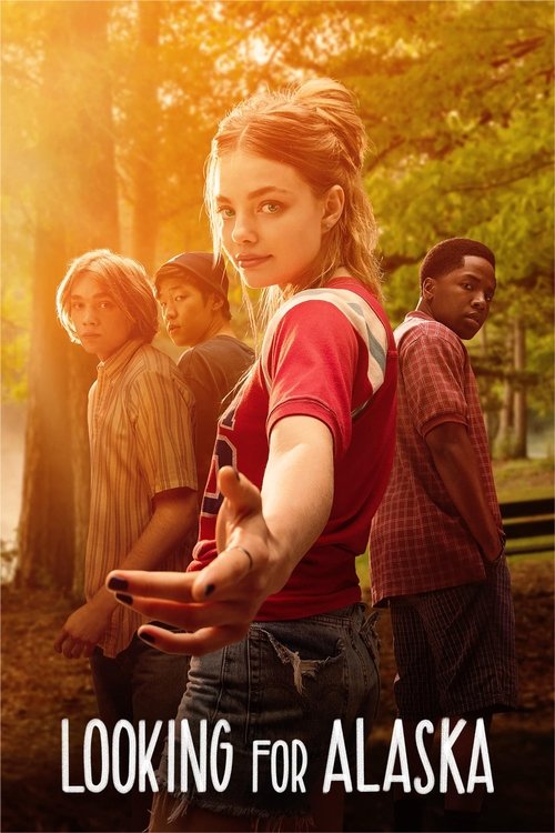 The poster features a young woman in a red shirt reaching out with a hopeful expression, surrounded by four other characters in warm autumnal tones. The golden sunlight bathes the scene, creating a nostalgic and inviting mood that hints at the show's exploration of friendship and connection acros...