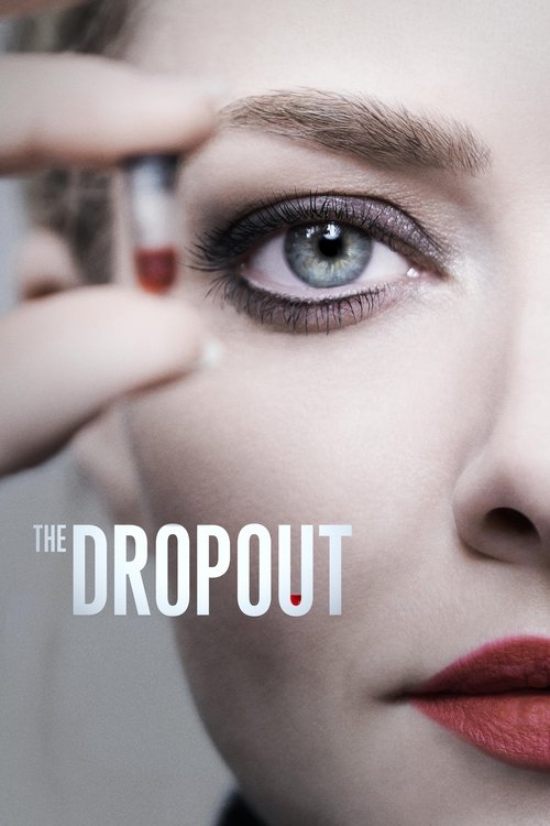 The poster features a close-up of a woman with striking blue eyes and bold red lipstick, her hand gently touching her eye. The minimalist design emphasizes her intense gaze, evoking themes of isolation and introspection.