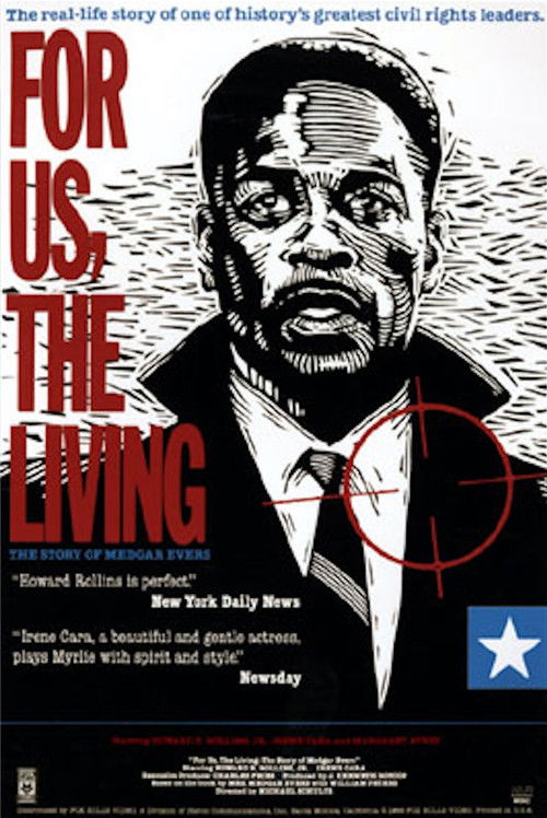 The poster features a powerful portrait of Medgar Evers against a stark black background, emphasizing his resilience and strength. Bold red and white text draws attention to the title, while a red circle highlights his face, symbolizing his central role in the story. The design conveys a somber y...