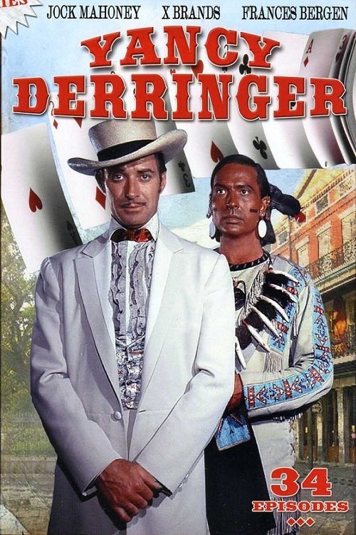 The poster features Jack Harvey and Ybralis in a white suit, exuding confidence against a backdrop of a bustling town. The vibrant red title and the "34" logo suggest a popular TV show. The overall mood is energetic and inviting, capturing the essence of a classic western adventure.