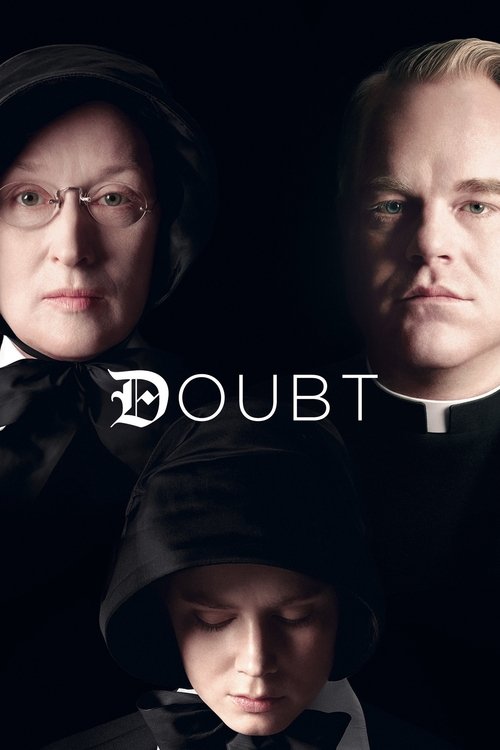 The poster features three characters against a dark background, with the title "DOUBT" prominently displayed in white. The mood is mysterious and suspenseful, suggesting a thriller or mystery genre.