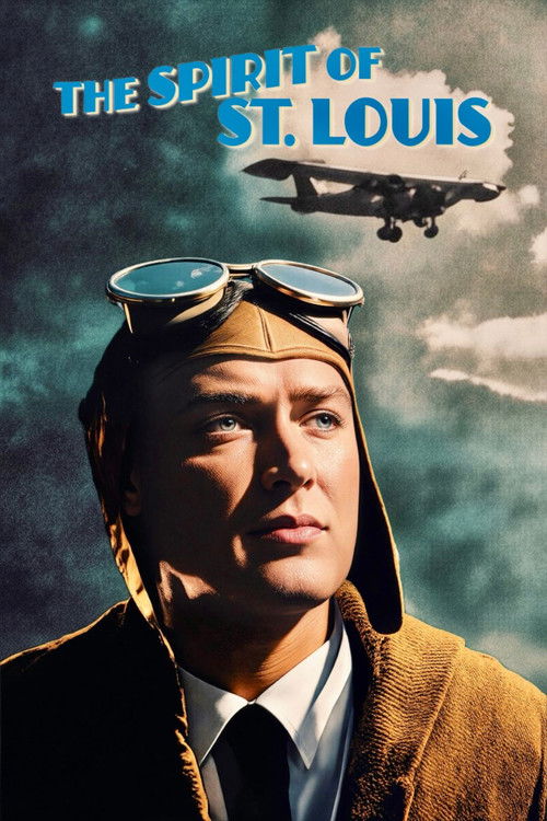 The poster features a man in a vintage aviator's hat and goggles, gazing upward with a determined expression. The warm brown tones of his coat contrast with the cool blue sky and the vibrant blue text of the title. The overall mood is one of adventure and nostalgia, capturing the spirit of early ...