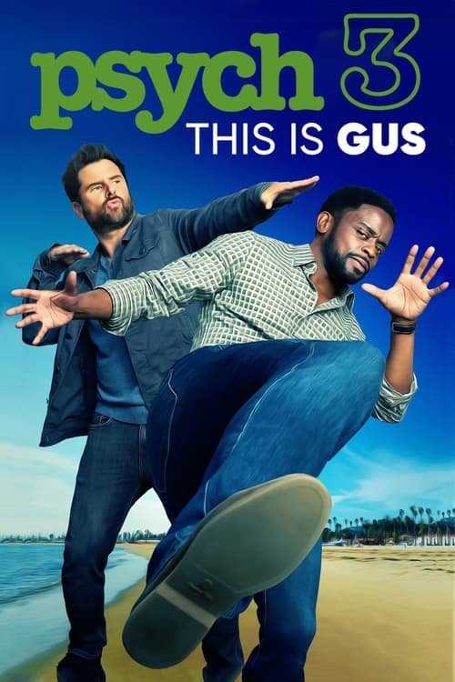 This movie poster features two men in dynamic poses against a vibrant beach backdrop. The bold green and blue color scheme evokes a lively, energetic mood, reflecting the film's comedic and action-packed tone.