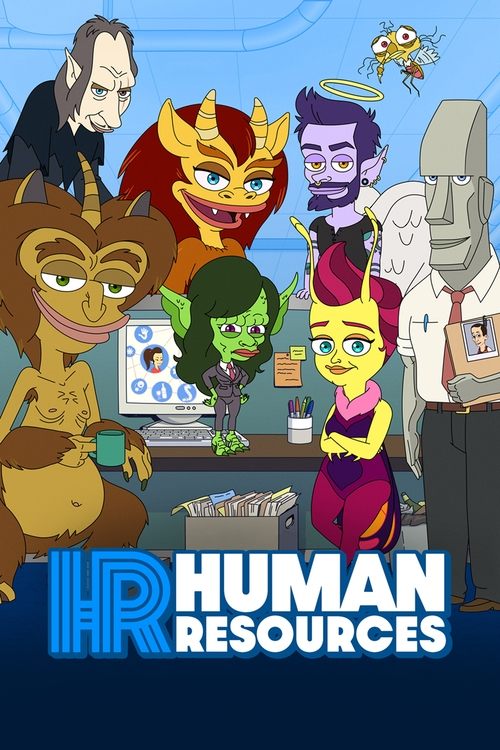 This vibrant poster features a diverse cast of animated characters in a colorful, cheerful setting. The characters exude a playful and energetic mood, with warm tones like oranges, yellows, and reds creating a lively atmosphere. The "HR" logo at the bottom anchors the image, suggesting a professi...