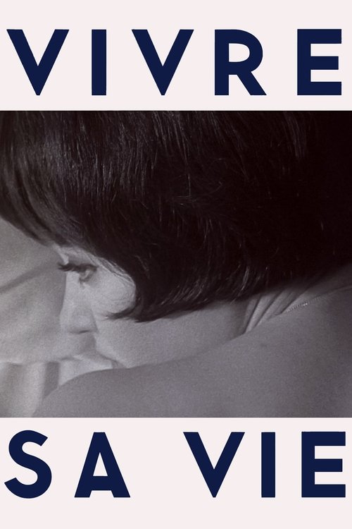 The poster features a close-up of a person's face, partially obscured, with dark hair and a contemplative expression. The text "VIVRE" and "SA VIE" are prominently displayed in bold, blue letters against a stark white background. The monochromatic color scheme and the intimate, slightly melanchol...
