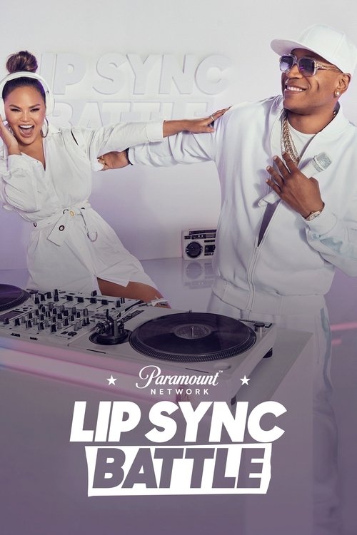 The poster features two performers in white outfits against a soft pink background, exuding confidence and energy. The bold title "Lip Sync Battle" dominates the bottom, emphasizing the competitive nature of the show.