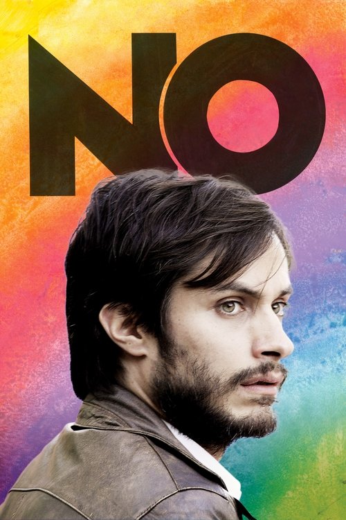 The poster features a man with dark hair and a beard, gazing intently to the side against a vibrant, abstract background of warm and cool colors. The bold, large text "NO" dominates the top, suggesting a dramatic or intense narrative. The overall mood is mysterious and evocative, hinting at a com...