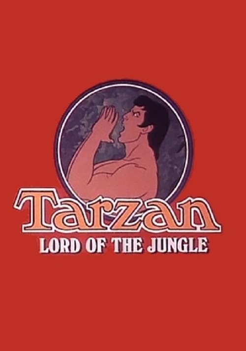 The poster features a silhouette of a muscular man in a jungle setting, surrounded by vibrant red hues. The bold, stylized title "Tarzan" dominates the lower section, evoking a sense of adventure and wild freedom.