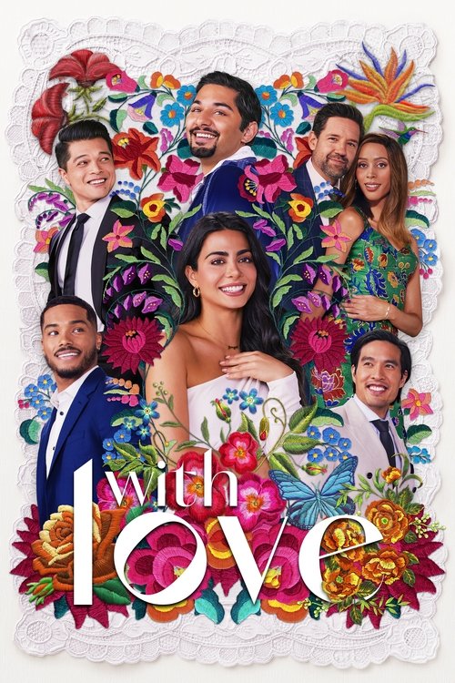 This vibrant TV poster features a lively group of people dressed in colorful, traditional attire against a floral background. The cheerful and festive mood is captured through the bright, saturated colors and the joyful expressions on the faces.