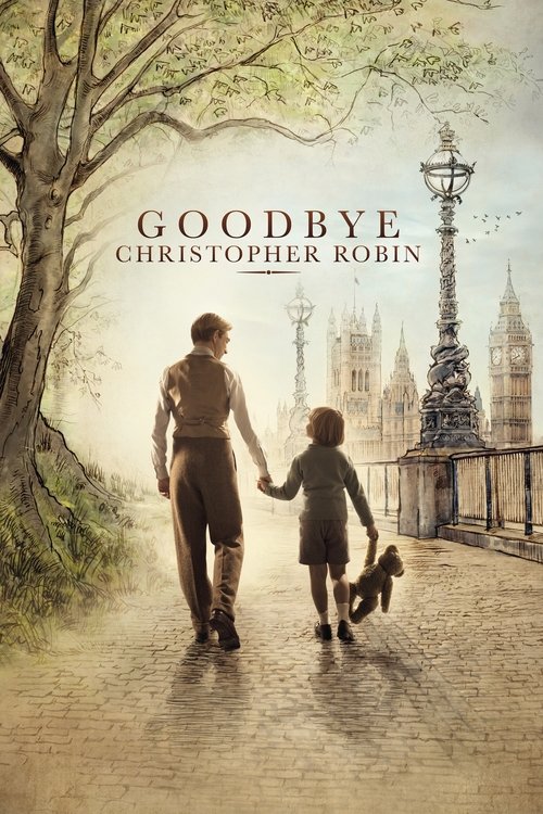 The poster features a tender scene of a man and child walking hand in hand down a misty London street, with the iconic Big Ben and Elizabeth Tower in the background. The muted sepia tones and soft lighting evoke a nostalgic, heartwarming mood, capturing the essence of friendship and longing.
