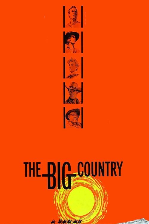 The orange background features silhouettes of four people standing in a row, evoking a sense of community and resilience. The bold black text "THE BIG COUNTRY" dominates the lower portion, with a glowing yellow circle beneath it, symbolizing warmth and connection. The overall mood is one of unity...