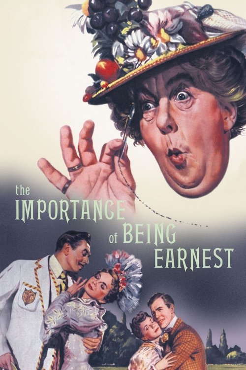 This movie poster features a whimsical illustration of a woman with an exaggerated, expressive face, wearing a hat adorned with flowers and a red flower. Below her, a man in a white suit holds a young girl, while another man in a brown suit stands nearby. The scene exudes a playful, slightly surr...