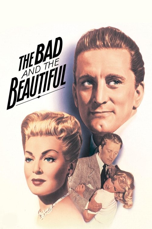 This vintage movie poster features a glamorous blonde woman in a pearl necklace, a handsome man with slicked-back hair, and a smaller figure in a suit. The poster uses bold typography and warm tones to evoke a sense of classic Hollywood glamour and drama.