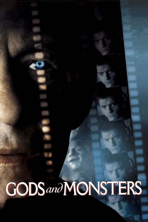 The poster features a dark, moody scene with a close-up of a man's face, his eyes glowing with a mysterious blue light. Behind him, a film strip reveals smaller portraits of other characters, suggesting a supernatural or horror theme. The cool blue tones and shadowy atmosphere create an eerie and...