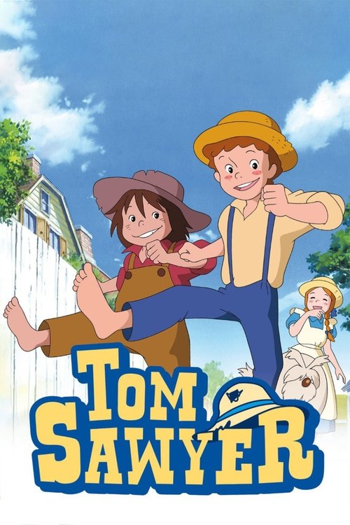 This vibrant poster features Tom Sawyer and his friends in a cheerful outdoor scene. The bright blue sky, sunny day, and colorful clothing evoke a playful and adventurous mood. The title "Tom Sawyer" is prominently displayed in bold, eye-catching letters, capturing the show's lively spirit.