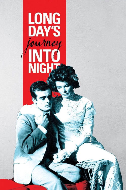 This vintage movie poster features a couple in a romantic pose against a stark red and white background. The mood is nostalgic, capturing the essence of classic cinema.
