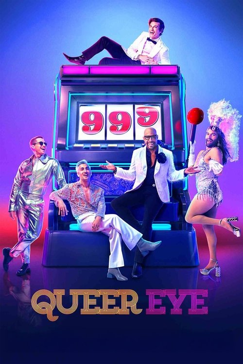 The poster features a glamorous trio of characters in a vibrant purple and pink color scheme, exuding confidence and allure. The central figure, dressed in a sharp suit, sits atop a sleek, futuristic vehicle with a glowing "999" sign, while two other characters in matching outfits flank the scene...