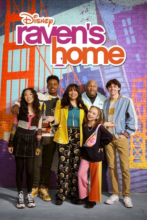 This vibrant poster showcases a lively group of cast members standing in front of a colorful cityscape backdrop. The warm tones and cheerful expressions convey a fun and inviting mood, reflecting the show's playful and adventurous spirit.