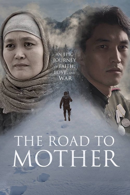 The poster features a somber, muted color palette dominated by earthy tones and desaturated blues. Two individuals are shown in close-up, one with a headscarf and the other with a serious expression, evoking themes of family and loss. A lone figure stands in the distance against a backdrop of sno...