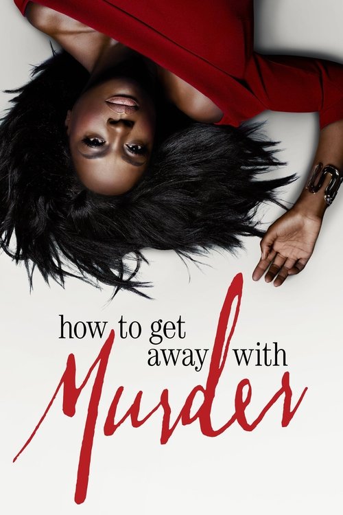 The poster features a striking image of a woman with dark hair, her face partially obscured by her own hair. She wears a red top, and her hand is visible, suggesting a sense of mystery or intrigue. The bold red title "Murder" dominates the bottom, while the smaller text "how to get away with" set...