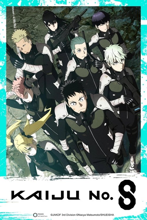 The poster features a dynamic group of Kaiju characters in a dramatic, action-oriented scene. The characters are depicted in a mix of dark and light colors, creating a visually striking contrast. The overall mood is intense and adventurous, with the characters' expressions conveying determination...