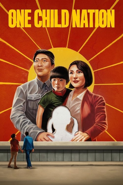The poster features a vibrant red background with a radiant sunburst, evoking warmth and hope. In the foreground, a family of three—two adults and a child—stands proudly, symbolizing unity and resilience. Their expressions convey determination and strength, while the silhouette of a child in the ...