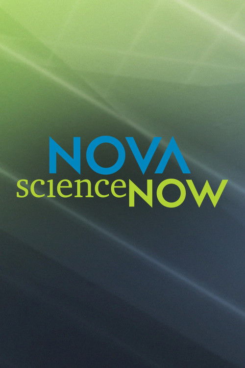 The poster features the "NOVA scienceNOW" logo in vibrant blue and green against a dynamic gradient background. The abstract, flowing lines evoke a sense of scientific wonder and modernity, while the clean typography suggests clarity and innovation.