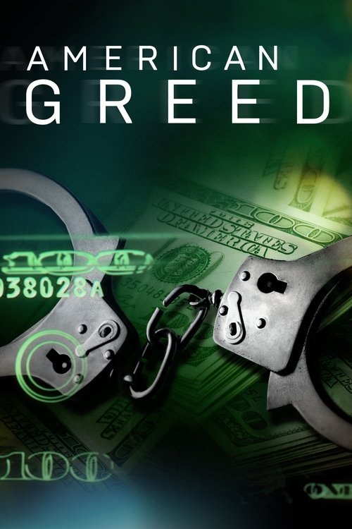 The poster features a dark, moody scene with a metallic skull and chains against a green background, evoking themes of greed and financial instability.