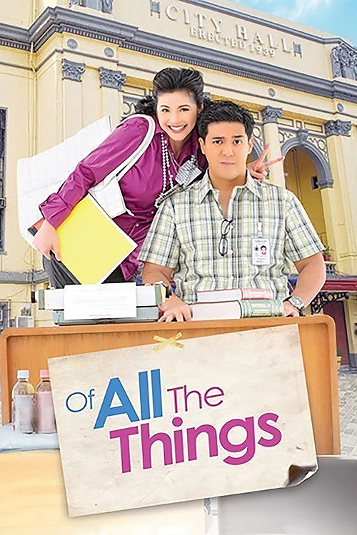 The poster features a young man and woman standing in front of a grand building with "McKinley Hall" inscribed above. The woman holds a stack of colorful papers, while the man stands beside a desk with books and bottles. The warm lighting and cheerful colors create a lively and inviting atmospher...