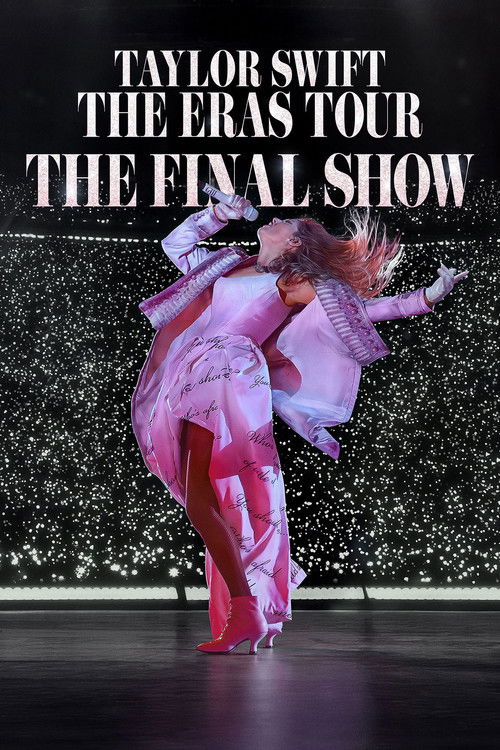 The poster features a dynamic dance scene with Taylor Swift and her partner, bathed in vibrant pink and purple hues. The background is filled with sparkling lights, creating an energetic and glamorous atmosphere. The bold text at the top announces the tour title, emphasizing the high-energy perfo...