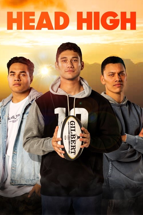 The poster features three young men against a warm sunset backdrop, exuding youthful energy. The central figure holds a football, symbolizing their sportsmanship, while the others stand with confident expressions. Vibrant colors like orange and blue create a lively atmosphere, capturing the spiri...