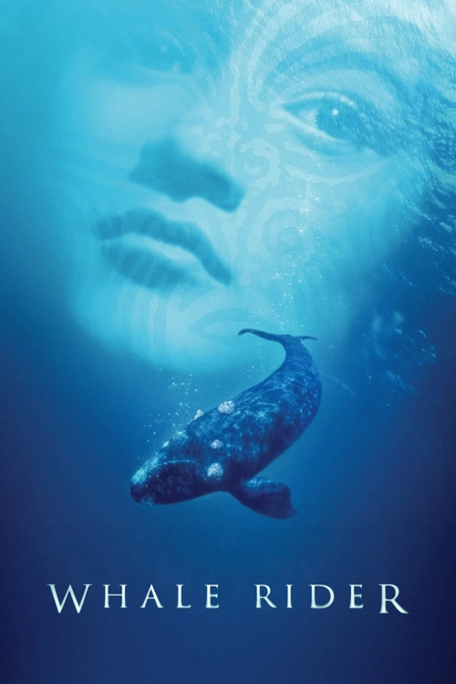 The poster features a serene underwater scene with a large whale swimming gracefully, while a ghostly, ethereal face of a woman dominates the background. The deep blue hues evoke a mysterious and tranquil mood, suggesting an underwater adventure or fantasy setting.