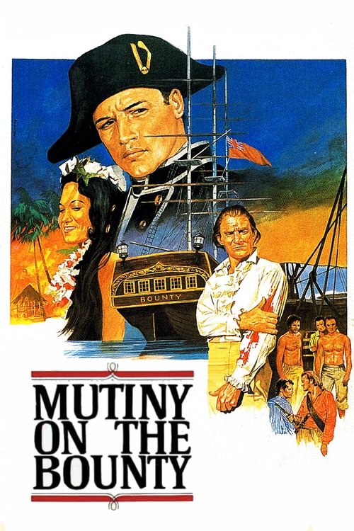 The poster features a dramatic scene with a stern captain in a black hat, a glamorous woman in a white dress, and a man in a white shirt holding a gun. The colors are vivid, with deep blues, warm yellows, and earthy tones. The mood is tense and adventurous, capturing the essence of a classic mari...