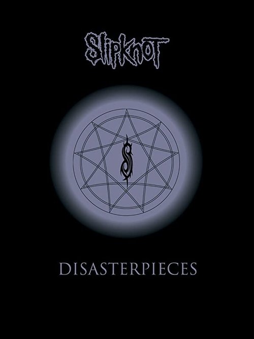 The poster features a dark, ominous background with the band's name "Slipknot" at the top and the album title "Disasterpieces" at the bottom. A glowing pentagram with a silhouette of a figure at its center dominates the center, evoking a sense of mystery and danger. The overall mood is eerie and ...