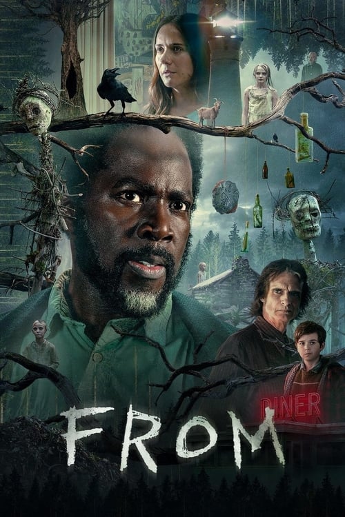 The poster features a dark, eerie forest scene with a man in the foreground, surrounded by ghostly figures and ominous trees. The colors are muted greens and browns, creating a spooky atmosphere. The title "FROM" is prominently displayed at the bottom in a distressed font, adding to the unsettlin...