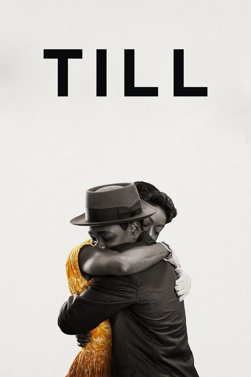 The poster features a tender embrace between two men in formal attire, with one wearing a hat and the other in a suit. The warm tones of their clothing contrast with the cool gray background, creating an intimate and romantic atmosphere. The bold typography of "TILL" at the top emphasizes the tit...
