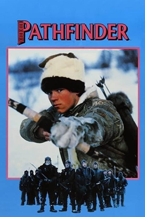 The poster features a rugged soldier in winter gear, holding a rifle, set against a snowy backdrop. Below him, a group of soldiers stands in formation, creating a sense of camaraderie and readiness. The bold red title "PATHFINDER" dominates the top, emphasizing the film's adventurous and heroic t...