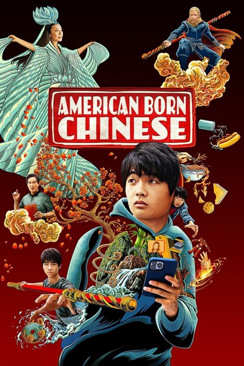 This vibrant poster features a young boy in a blue hoodie holding a smartphone, surrounded by colorful, dynamic illustrations of traditional Chinese characters and figures. The bold red and white title contrasts against a deep red background, evoking a lively, energetic mood that captures the cul...