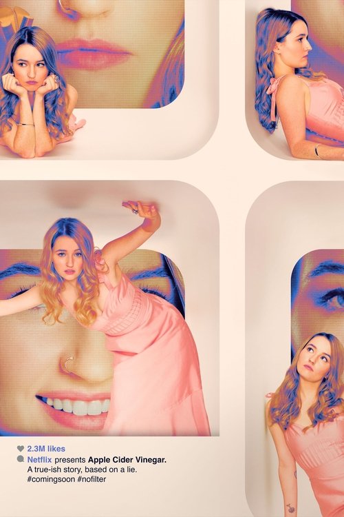 This TV show poster features a woman in a pink dress against a soft, pastel background. The image includes close-up shots of her face and upper body, emphasizing her expressive eyes and gentle smile. The overall mood is serene and inviting, with warm tones and a sense of calm.