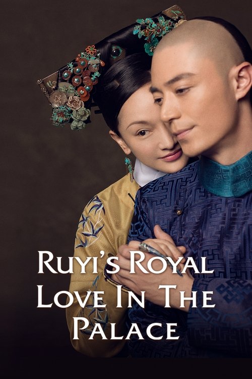 The poster features a tender scene of two characters in traditional Chinese attire, with one character wearing a vibrant yellow robe and the other in a deep blue garment. Their expressions convey intimacy and affection, while the dark background adds a sense of elegance and drama. The title "Ruyi...
