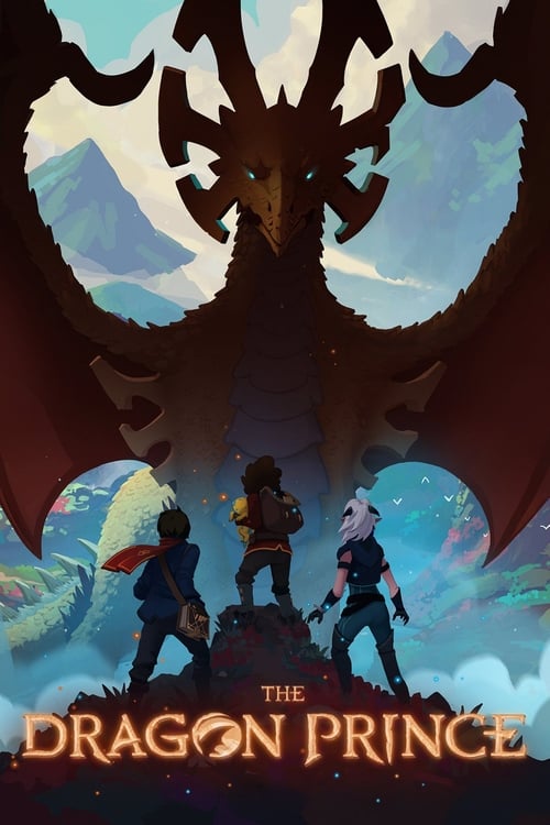 A young boy and girl stand before a majestic dragon soaring over a misty landscape. The warm golden title contrasts with the cool blue tones of the sky and clouds, creating a mystical and adventurous mood.