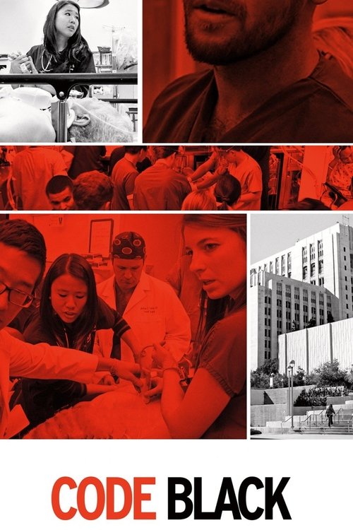 This movie poster for "Code Black" features a collage of scenes with a predominantly red color scheme, evoking a sense of mystery and intrigue. The images depict various characters in different settings, suggesting themes of crime, investigation, and urban life. The bold typography at the bottom ...