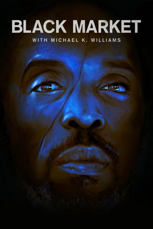 This poster features a close-up of a man's face bathed in cool blue tones, evoking mystery and intrigue. The stark black background contrasts with the vibrant blue lighting, creating a dramatic and suspenseful atmosphere that hints at the show's themes of crime and intrigue.