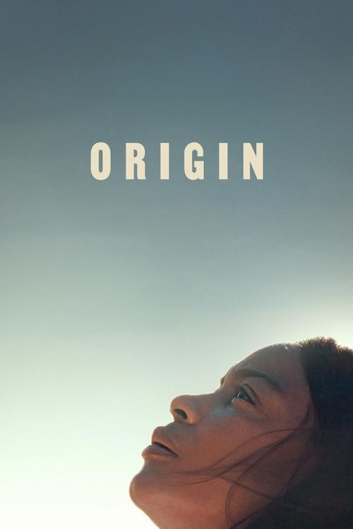 The poster features a woman's face in profile against a soft gradient background, evoking a sense of introspection and emotional depth. The minimalist design with the word "ORIGIN" in bold, white text suggests a narrative about exploring one's roots and self-discovery.
