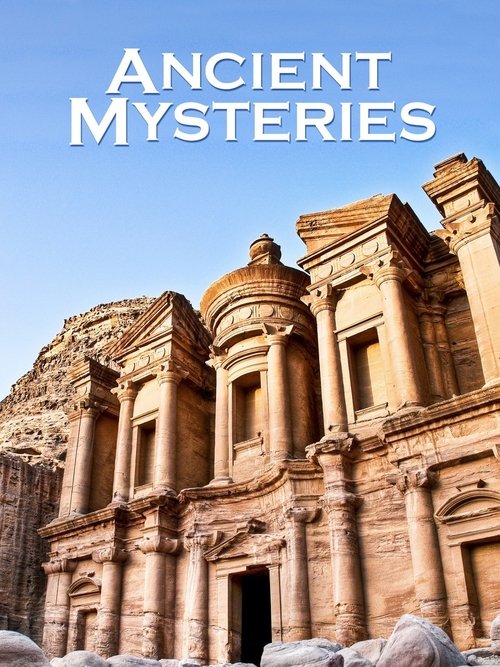 The poster features a majestic, sun-drenched stone structure against a clear blue sky, evoking a sense of ancient mystery and grandeur. The warm golden tones of the architecture contrast beautifully with the vibrant azure backdrop, creating a visually striking and atmospheric scene that hints at ...