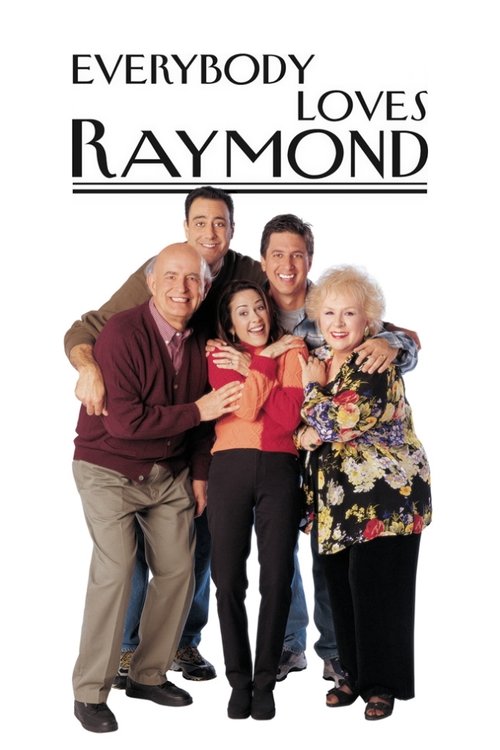 The poster features six characters in a warm, inviting pose against a clean white background. The vibrant colors of their clothing—reds, browns, and floral patterns—create a lively yet approachable atmosphere. The mood is friendly and nostalgic, capturing the essence of a family-friendly sitcom w...